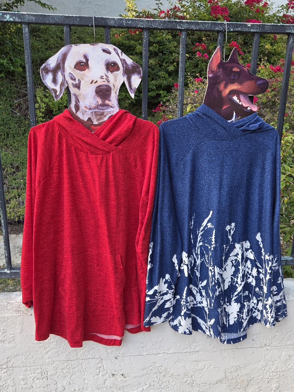 LuLaRoe Red & Navy Amber Hooded Sweatshirts